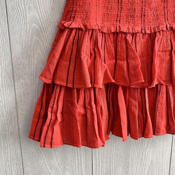 Sundry Mini Shirred Ruffle Skirt Red Size 4 (XL) NWT - Picture 4 of 5
